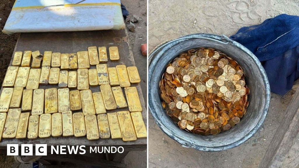 Los obreros que descubrieron un tesoro de US$10 millones en  lingotes y monedas de oro sepultado en las paredes de una casa en Bélgica